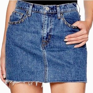 Hudson The Viper Studded Denim Mini Skirt